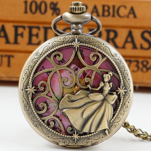 Bronze High Quality Hollow Cabochon Quartz Pocket Watch Vintage Men Women Pendant Necklace Watches Gifts