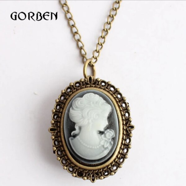 Bronze Quartz Pocket Watch Vintage Beauty Lady Icon Pocket Fob Watches Necklace Chain Girl Women Watches Relogio De Bolso