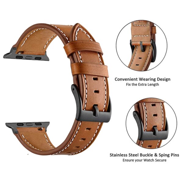 Business Real Leather Strap For Apple Watch Band 44mm 40mm 41mm 45mm 42mm 38mm 49mm Wrist Bracelet IWatch Series 8 se 7 6 5 4 3