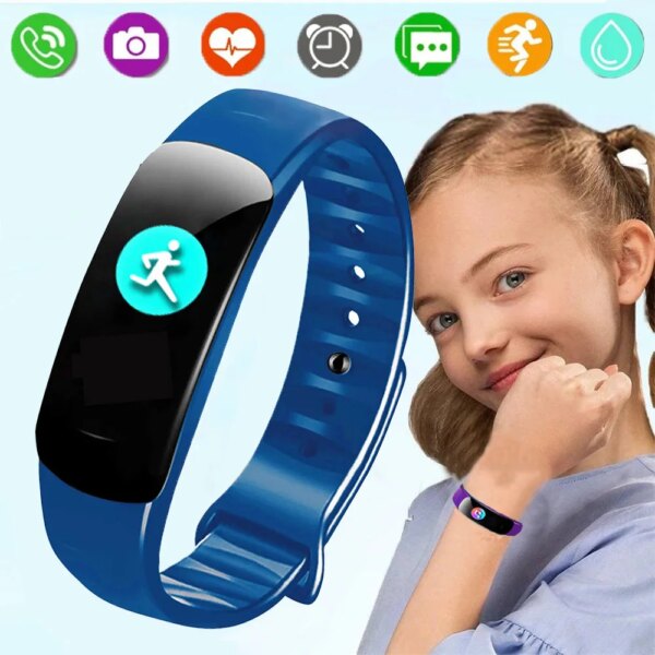 C1 Plus Sports Digital Smartwatch Connects To Kids Fitness Tracker Heart Rate Tracker Bluetooth Kids Male Female 2024 New Model