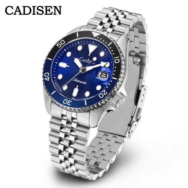 CADISEN New Luminous Men Mechanical Wristwatches Ceramic Bezel Sapphire Glass NYLON Band Automatic Watch Men relogio masculino