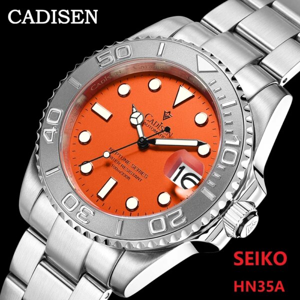 CADISEN Top Brand 8210 Men Mechanical Watches Sapphire Luxury Japan NH35 Automatic Watch Yacht-Master 40 Homage Waterproof Clock