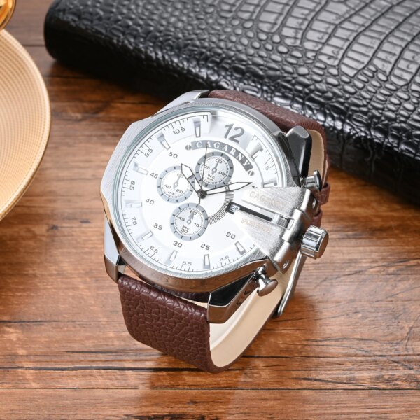 CAGARNY Original Brand Large dial 6839 Fashion Casual Classic Watches for Men Waterproof Date Leather Man's Quartz Watch Clock