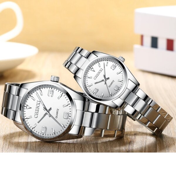 CHENXI Couple Watches Pair Men And Women Fashion Stainless Steel Bracelet Quartz Clock Set Gift Items Couple Watch Free Shipping