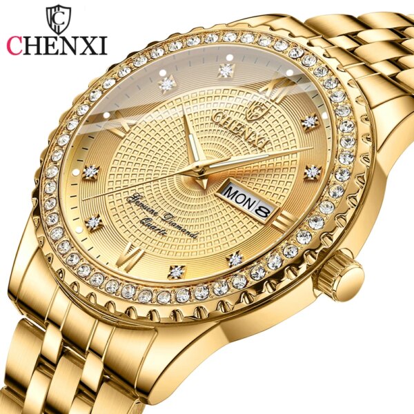 CHENXI Luxury Original Watch for Men Women Quartz Golden Full Steel Top Brand Men's Wrist Watch Waterproof Clock Watches