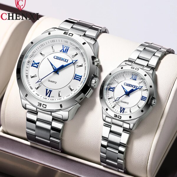 CHENXI Watches for Men Stainless Steel Silver Quartz Wristwatches Fashion Clock Women Casual Business Couple Watch Free Shipping