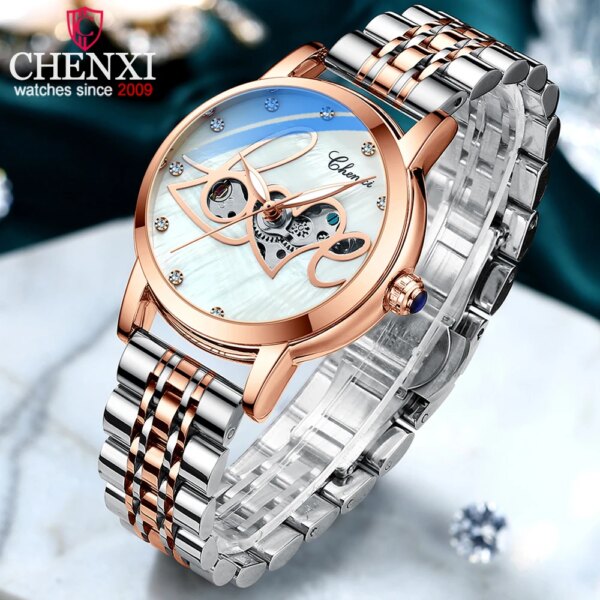 CHENXI Women Watches Mechanical Watch Stainless Steel Waterproof Automatic Clock Bracelet Ladies Luxury Brand Relogio Feminino