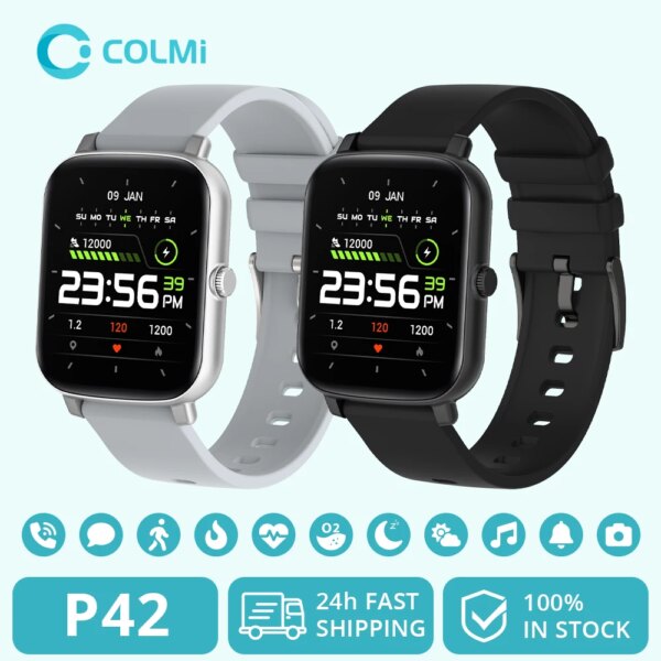 COLMI P42 Voice Calling Smart Watch Men 1.69 HD Display 24H Health Monitor 100 Workout Modes Smartwatch For Android iOS Phone