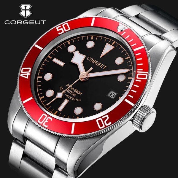 CORGEUT 2023 New NH35 Biwan Snowflake Business Luxury Mens Watches Sapphire Glass Automatic Mechanical Diving Date Watch for Man