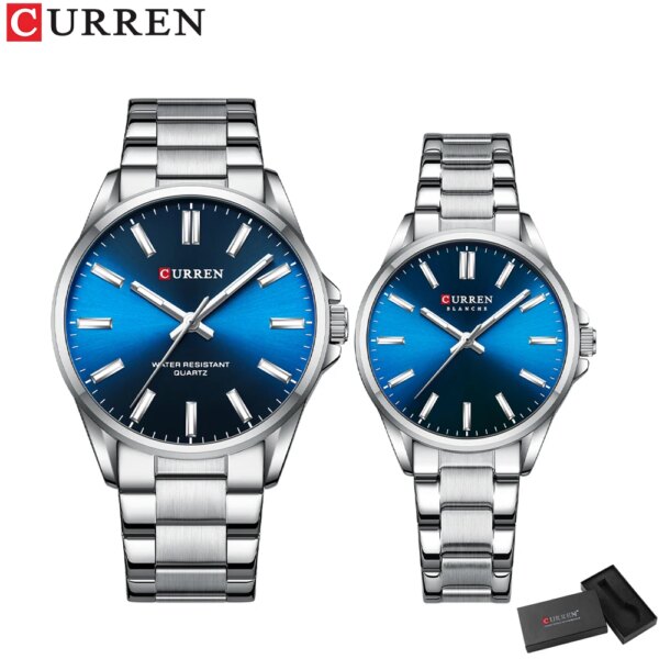 CURREN Couple Watches For Lovers Fashion Quartz Watches Men Women Waterproof Wristwatch Lovers Watch Stainless Steel