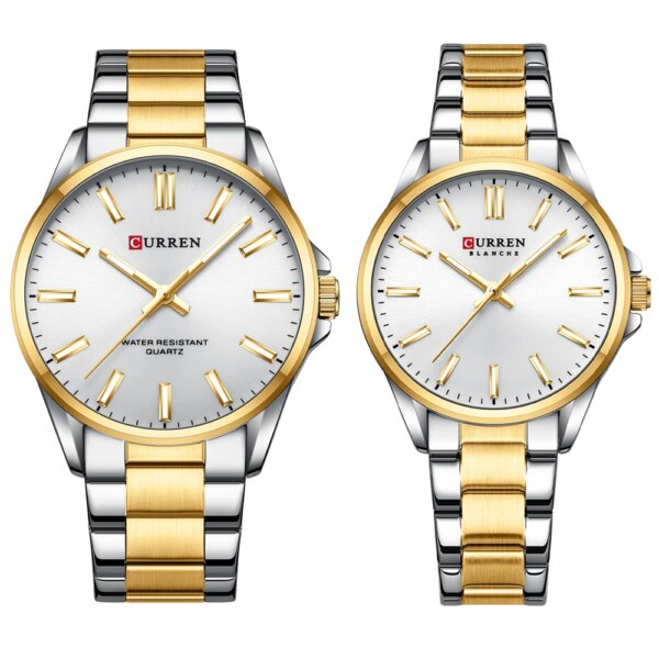 CURREN Fashion Brand Couple Watches for Lovers Simple Classic Quartz Stainless Steel Bracelet Wristwatches with Luminous Hands