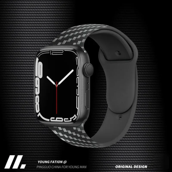 Carbon Fiber Silicone Strap For Apple Watch Band 49mm 45mm 44mm 40mm 41mm 42mm Wristband Bracelet iWatch Series 9 8 Ultra 7 6 SE