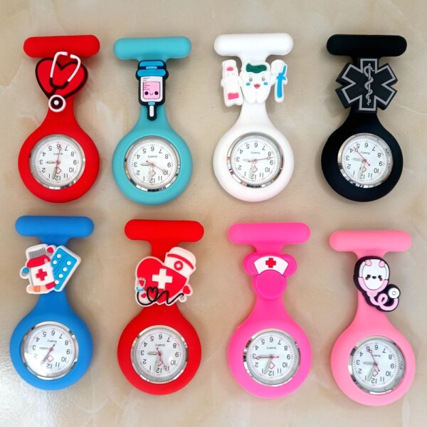 Cartoon Lovely Unisex Hospital Medical Nurse Doctor Solid Silicone Brooch Pins Hang FOB Pocket Gifts Watches Clock