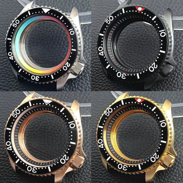 Case 41.5mm Black/silvery/Rose gold Waterproof Stainless Steel Case Fit NH35 NH36 Movement Case Plane Sapphire Glass