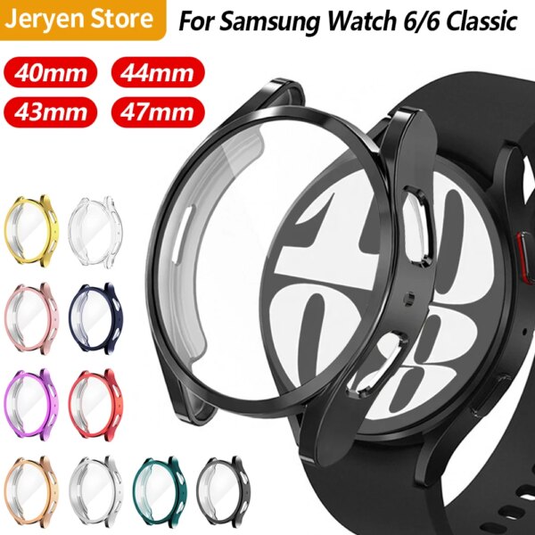 Case for Samsung Galaxy Watch 6 40mm 44mm Screen Protector TPU All-Around Bumper Protective Cover for Watch 6 Classic 43mm 47mm