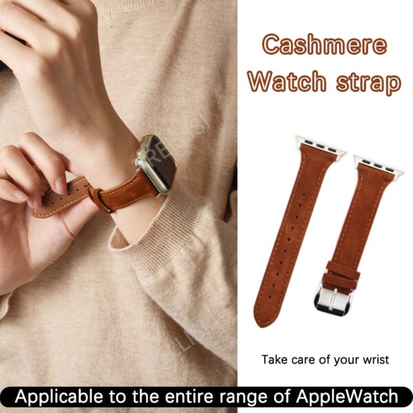 Cashmere watch strap For Apple Watch Series 9 8 7 6 SE 3 45/44/41mm Fashion Vintage Maillard Band Bracelet IWatch  Ultra  49mm