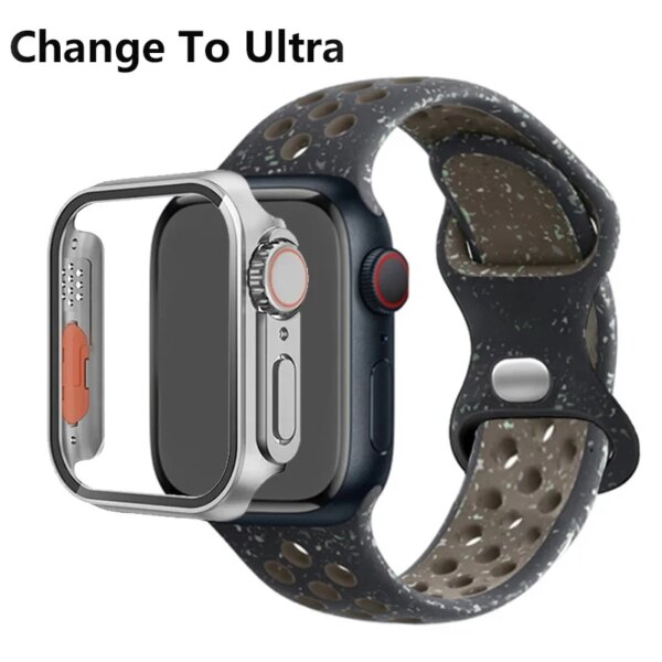 Change To Ultra Case+ Rubber loop For Apple Watch Band  Original Sport Rubber Strap iWatch series 1/2/3/4/5/6/7/8/9 Soft Loop