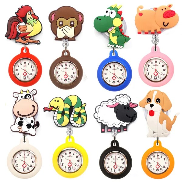 Chinese Zodiac Signs  Lovely Nurse Doctor & Students Clip Pocket Watches Medical Electronic Hang Clock Gift