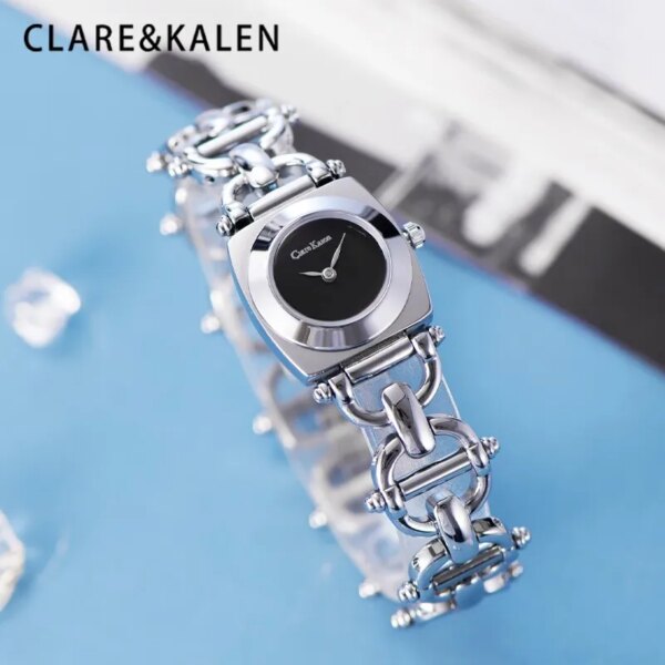 ClareKalen Couple Watch Men's Light Luxury Watch Waterproof Personalized European and American Watch Silver