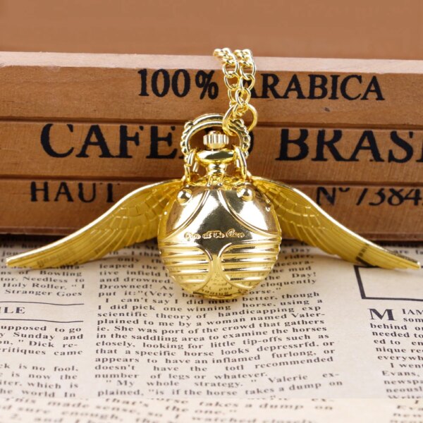 Classic Movie Theme Quartz Pocket Watch Necklace Ball Pocket Watch with Wings Pendant Student Children Gift reloj