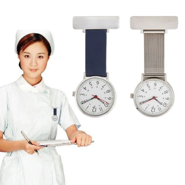 Classic Silver Interchangable Nurse Fob Watches Mesh Band Navy Band Hospital Doctors Pocket Watch Medical Students Pin on Clocks