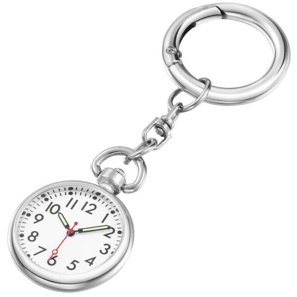 Clip-on Nurse Student Form Ladies Keychain Vintage Pocket Watch Stainless Steel Band