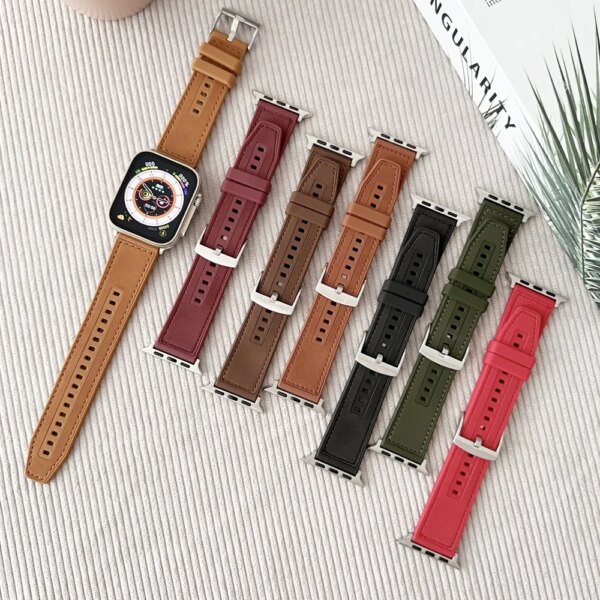 Correa For iWatch Series 9 7 6 SE 5 4 3 Silicone Leather Strap For Apple Watch Ultra 2 49mm 45mm 41mm 42mm Sport Band Wristband