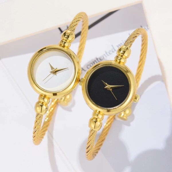 Couple Style Gold Sliver Bracelet Minimalist Wristwatch Fashion Steel Strap Women's Quartz Watch Brand Casual Women's Watcht Set