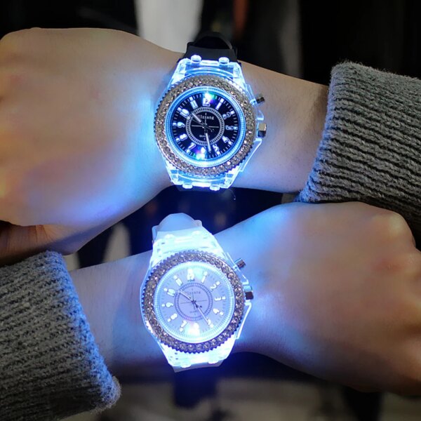 Couple Watch Fashion Simple Trend Rhinestone Sparkling Electronic Wristwatch