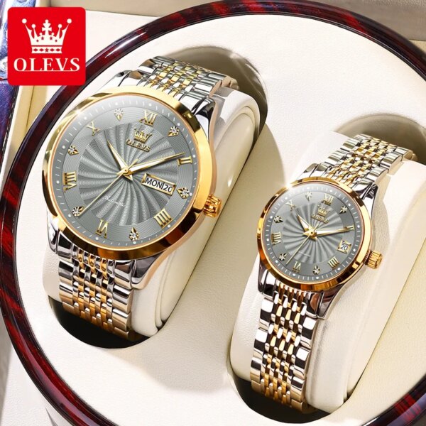 Couple Watch OELVS  Brand Luxury Automatic Mechanical Watch Stainless Steel Waterproof Clock relogio masculino Couple Gift 6630