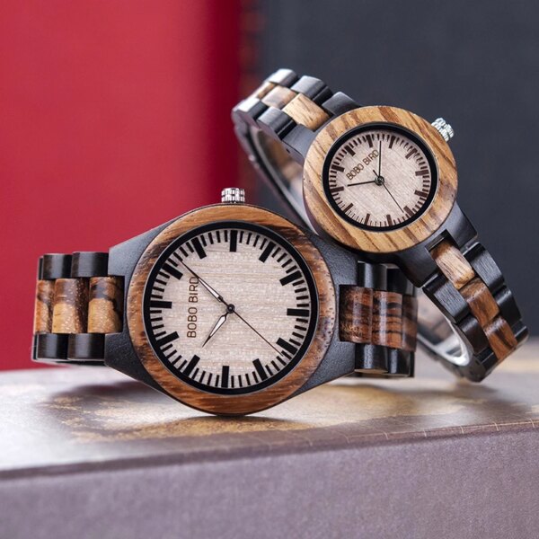 Couple Watches Wood Relogio Masculino Custom Gift to Him Her Delicate Wristwatch Men Women Timepieces Zebra Wood Strap BOBOBIRD