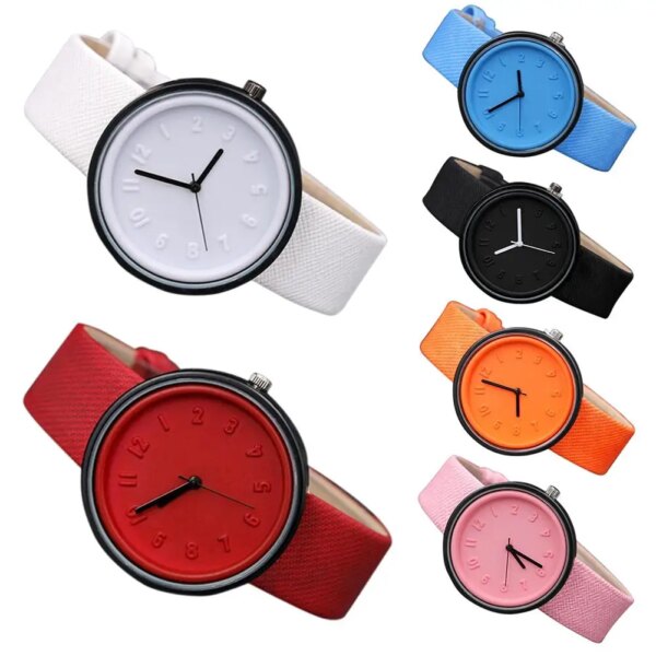 Couples Watch Solid Color Arabic Numerals Cloth Band Wrist Watches for Women Men Analog Quartz Watch Couple Gift Couple Watches