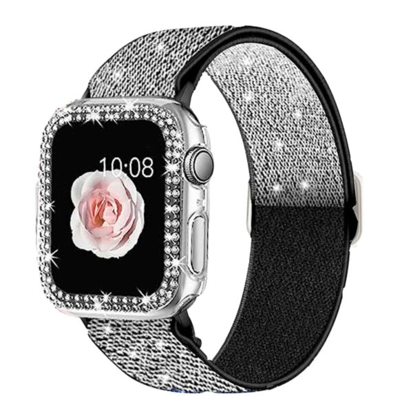 Crystal jewelry diamond watch protective case shiny nylon elastic band For apple watch ultra2 1 se s9 8 7 6 series women41454440