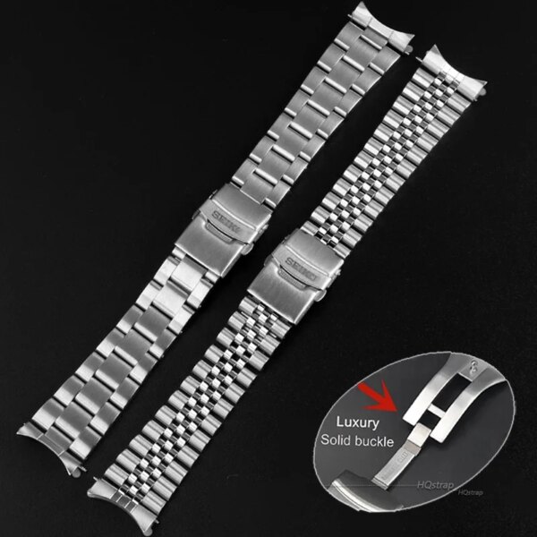 Curved End Stainless Steel Strap for Seiko SKX007 SKX009 Bracelet for Jubilee Watchband for Oyster Watch Band 20mm 22mm Straps