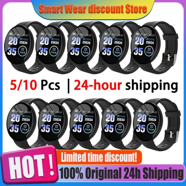 D18 Smart Watch Wholesale 5/10 Pcs Men Blood Pressure Smartwatch Waterproof Women Heart Rate Monitor Fitness Tracker Watch Sport