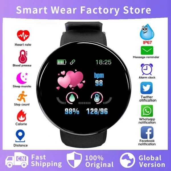 D18 Smartwatch Circular Color Screen With Multiple Sports Modes Call Information Reminder Photo Taking Music Smart Bracelet