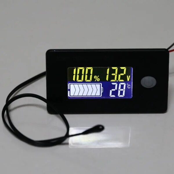 DC 10V~100V Li-ion Lifepo4 Lead acid Battery Capacity Indicator Digital Voltmeter Tester Temperature Monitor 12V 24V 36V 48V 96V