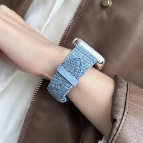 Denim Leather Strap for Apple Watch 49 Ultra SE 9 8 7 6 5 Canvas Band for iWatch 38/40mm  42/44mm 4 3 2 1 Women Men 41/45mm Loop