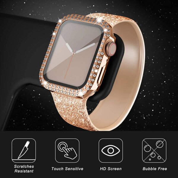 Diamond Case For Apple watch 45mm 41mm 40mm 42mm 38mm Accessories Bling Bumper Protector Cover iWatch series 3 4 5 6 7 8 se