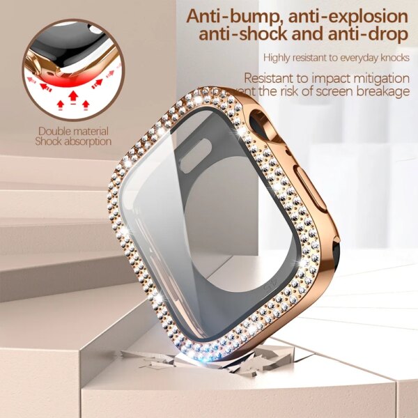 Diamond Cover For Apple watch Case 49mm 45mm 41mm 44mm 40mm 42 Bling Bumper Screen Protector Glass For iWatch Ultra 8 7 6 5 SE 4