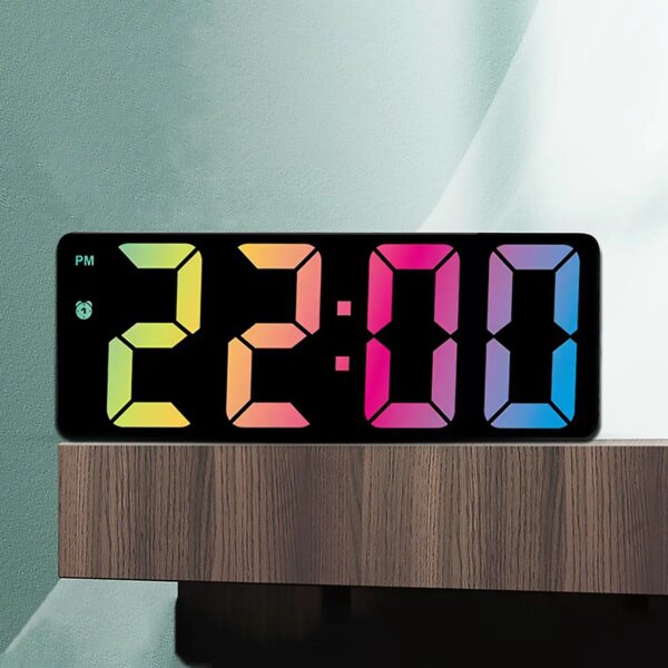 Digital Alarm Clock Colorful Adjustable LED Electronic Clock 5 Modes USB/Battery Operated Smart Desk Clock for Desk Home Bedroom