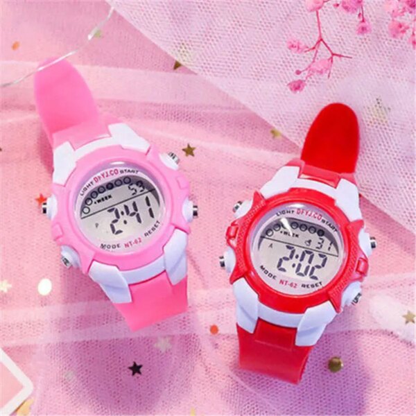 Digital Kids Watch 7-colors LED Waterproof Child Watch Sport Silicone Strap Kids Watches Student Gift for 3-10 Year Girls Boys