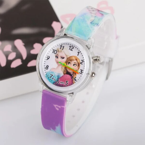 Disney Frozen Aisha Anna Children's Watch Girl's Boy's Flash electronic Quartz Watch Cute Cartoon Watch birthday gifts