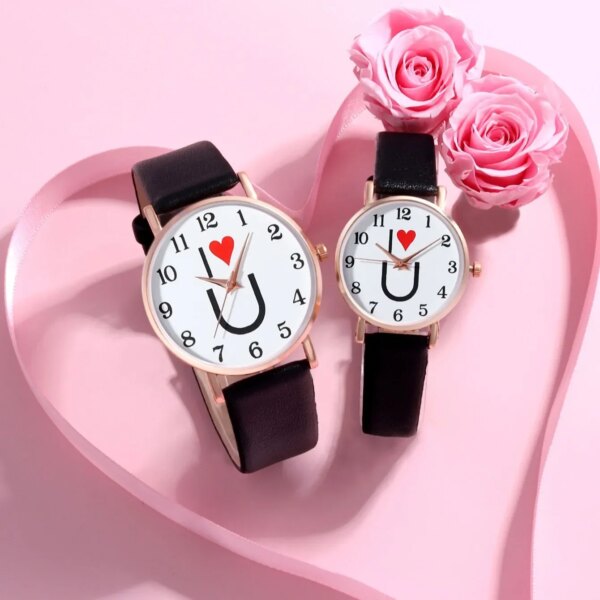 ECONOMICXI Brand Trend Warm Romantic I LOVE YOU Men and Women Leisure Couple Leather Quartz Watch Christmas Birthday Gift