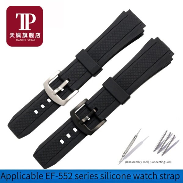 EF-552 Silicone Rubber Watch Strap For CASIO Edifice EF552 EF-552D EF-552PB-1A2 Watchband Waterproof Bracelet Men's Resin Strap