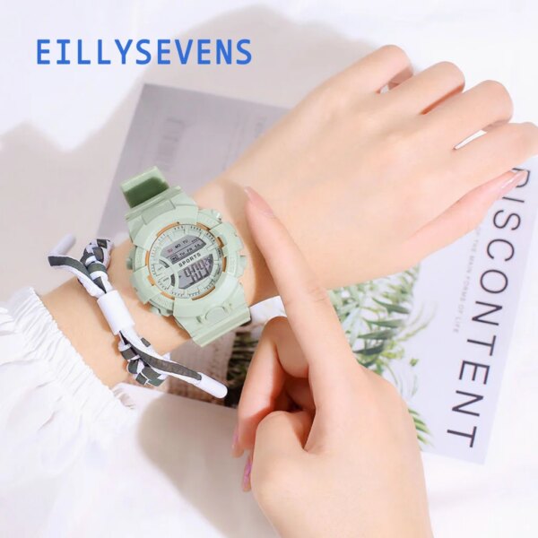 Eillysevens Multifunction Digital Watch For Women Led Display Sports Lady Electronic Watch Simple Waterproof Watches Reloj Mujer