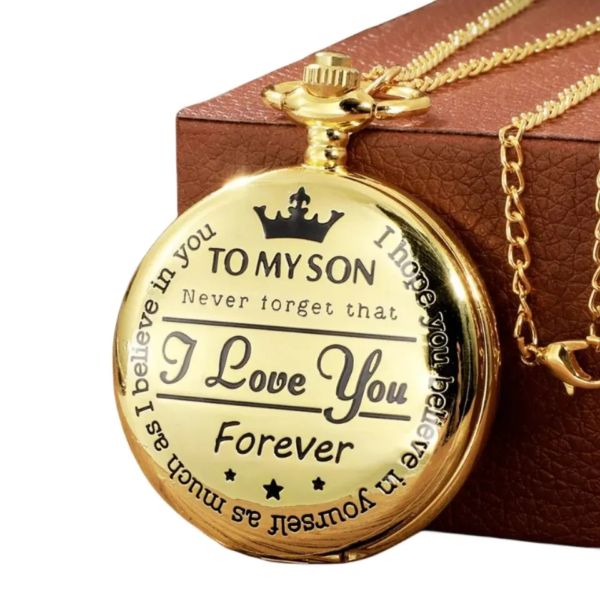 Engraved Pocket Watch To My Son I Love You Best Gift Quartz Pocket Watch Chain Watches, Men Gift Present