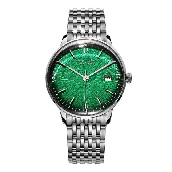 FEICE Luxury Automatic Mechanical Watch Ultra Thin Skeleton Watches for Men Waterproof Business Wrist Watch Retro Green Dial