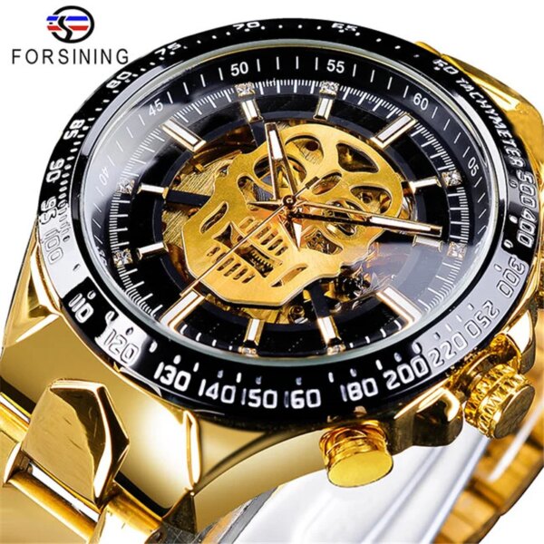 FORSINING 432C Mechanical Sport Design Golden Mens Watches Top Brand Luxury Montre Homme Clock Outdoor Automatic Skeleton Watch