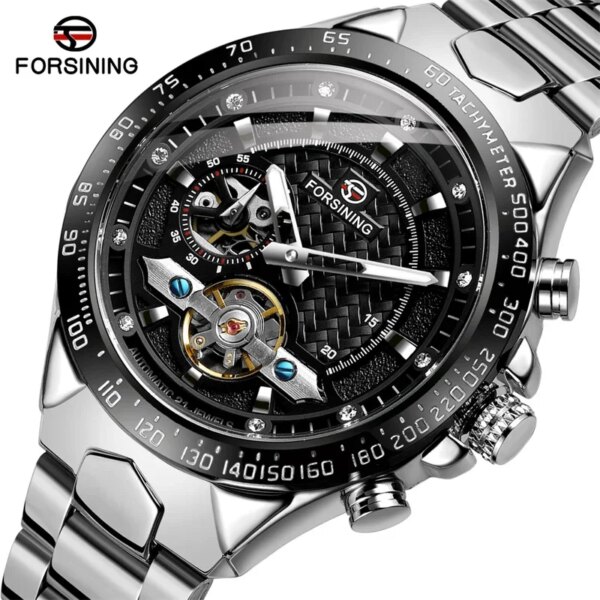 FORSINING Automatic Mechanical Men Wristwatch Hollow Sport Male Clock Top Brand Luxury Waterproof Tourbillon Original Watch 8204